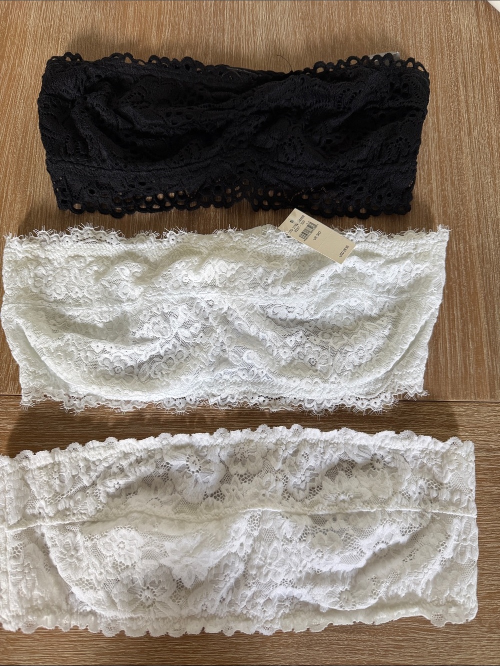 aerie Lace Bandeau Trio - Black & White